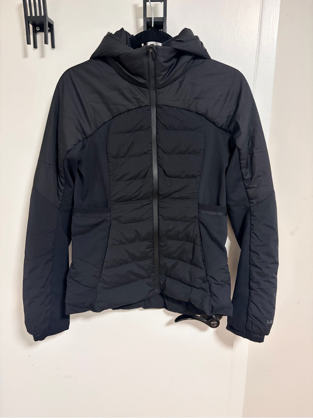 lululemon athletica Black Hooded Quilted Active Jacket